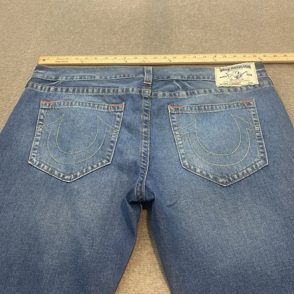 True Religion Straight Jeans Mens Size 44x34 Baggy Wide Leg Y2K‎ Blue Denim